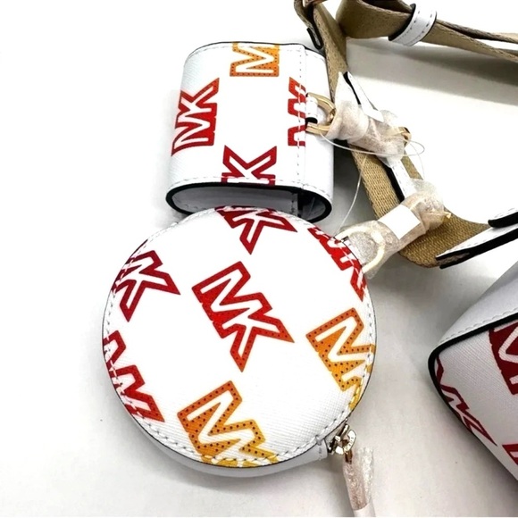 Michael Kors Jet Set Price Medium Crossbody W Tech Accessories Rainbow MK Logo - Picture 9 of 12